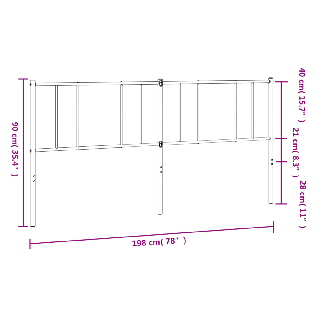 Metalno zamjensko uzglavlje bijelo 193 cm