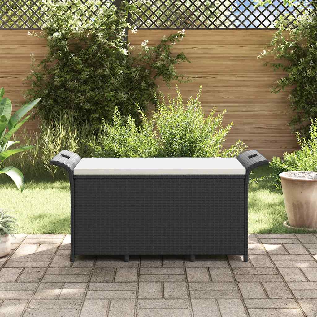 Vrtna klupa s jastukom crna 116 x 46 x 57 cm od poliratana