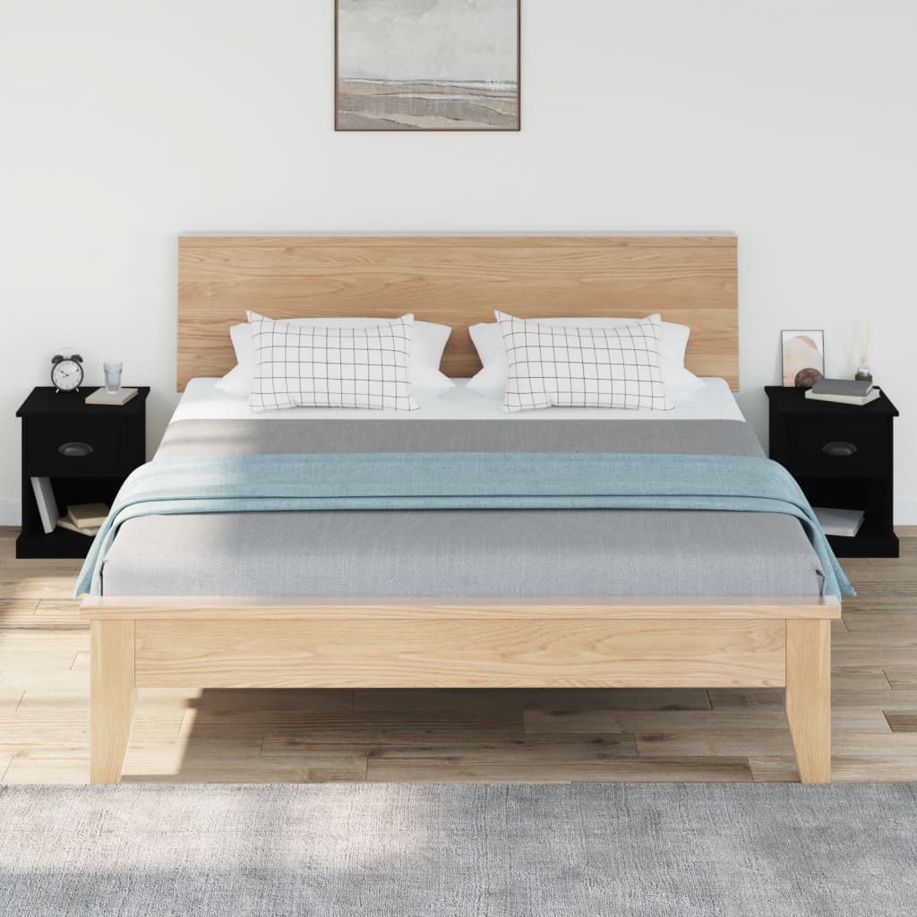 Noćni ormarići 2 kom crni 39 x 39 x 47,5 cm konstruirano drvo