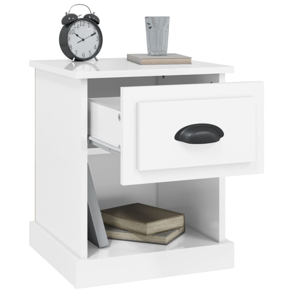 Noćni ormarići sjajni bijeli 2 kom 39 x 39 x 47,5 cm drveni