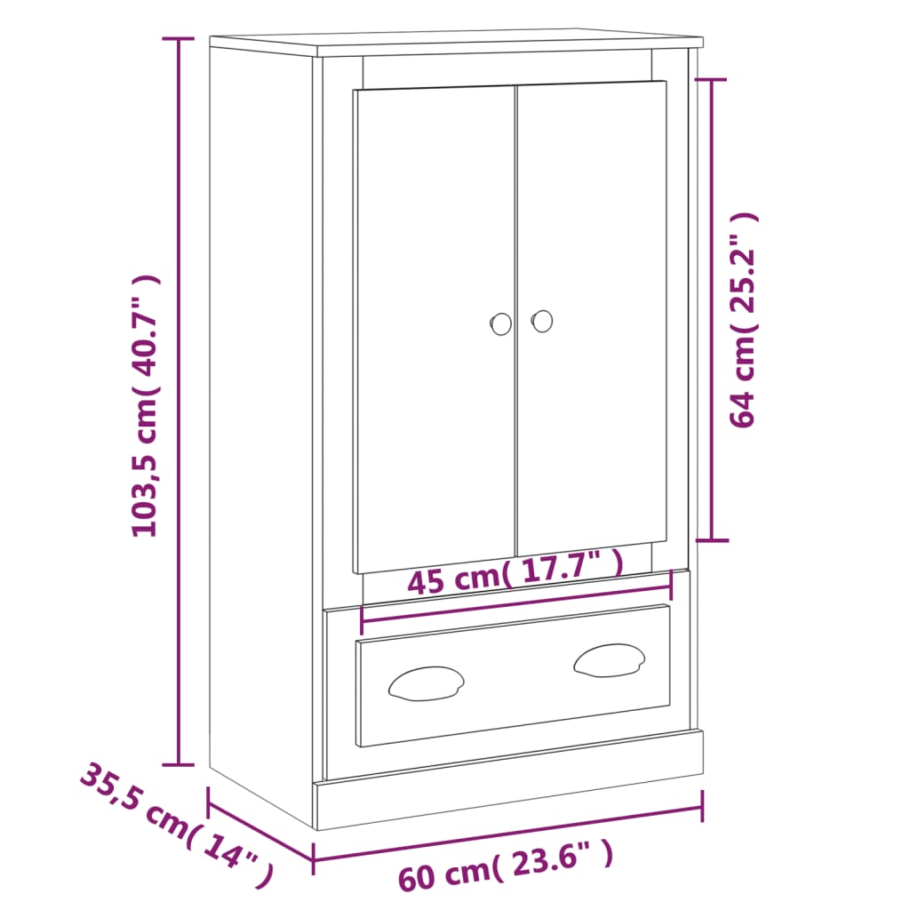 Visoka komoda hrasta sonome 60x35,5x103,5 cm konstruiranog drva
