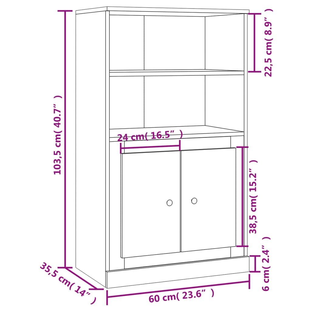 Visoka komoda dimljeni hrast 60x35,5x103,5cm konstruiranog drva
