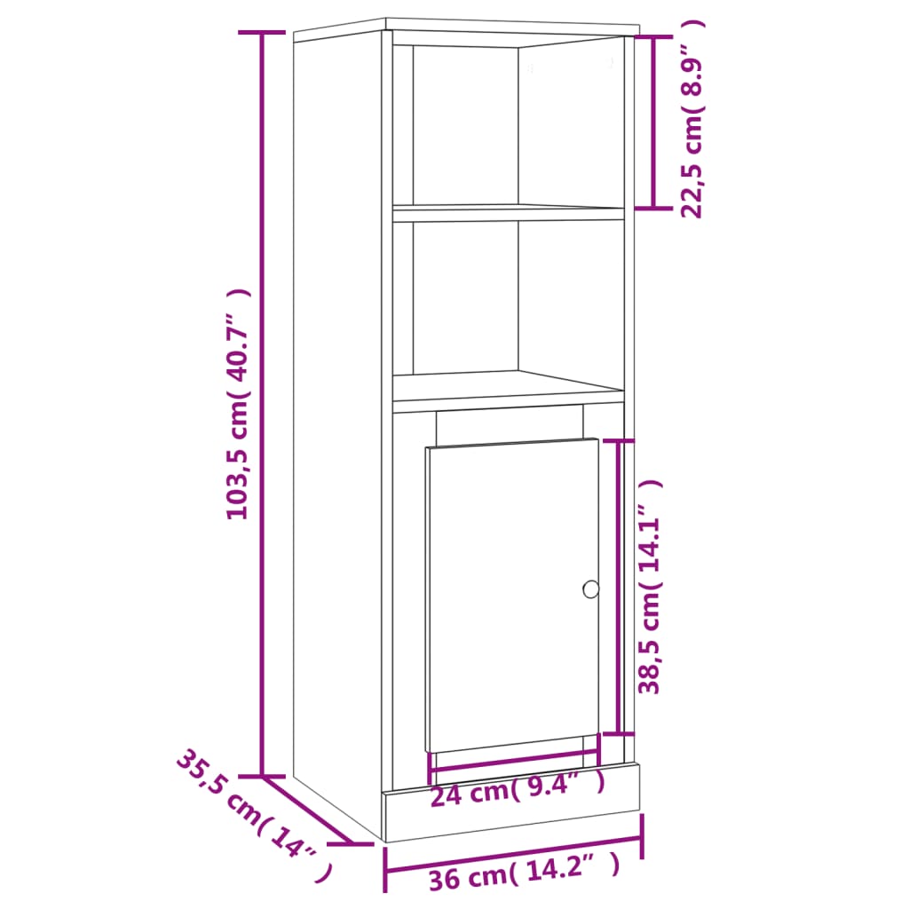 Visoka komoda sjajna bijela 36x35,5x103,5 od konstruiranog drva