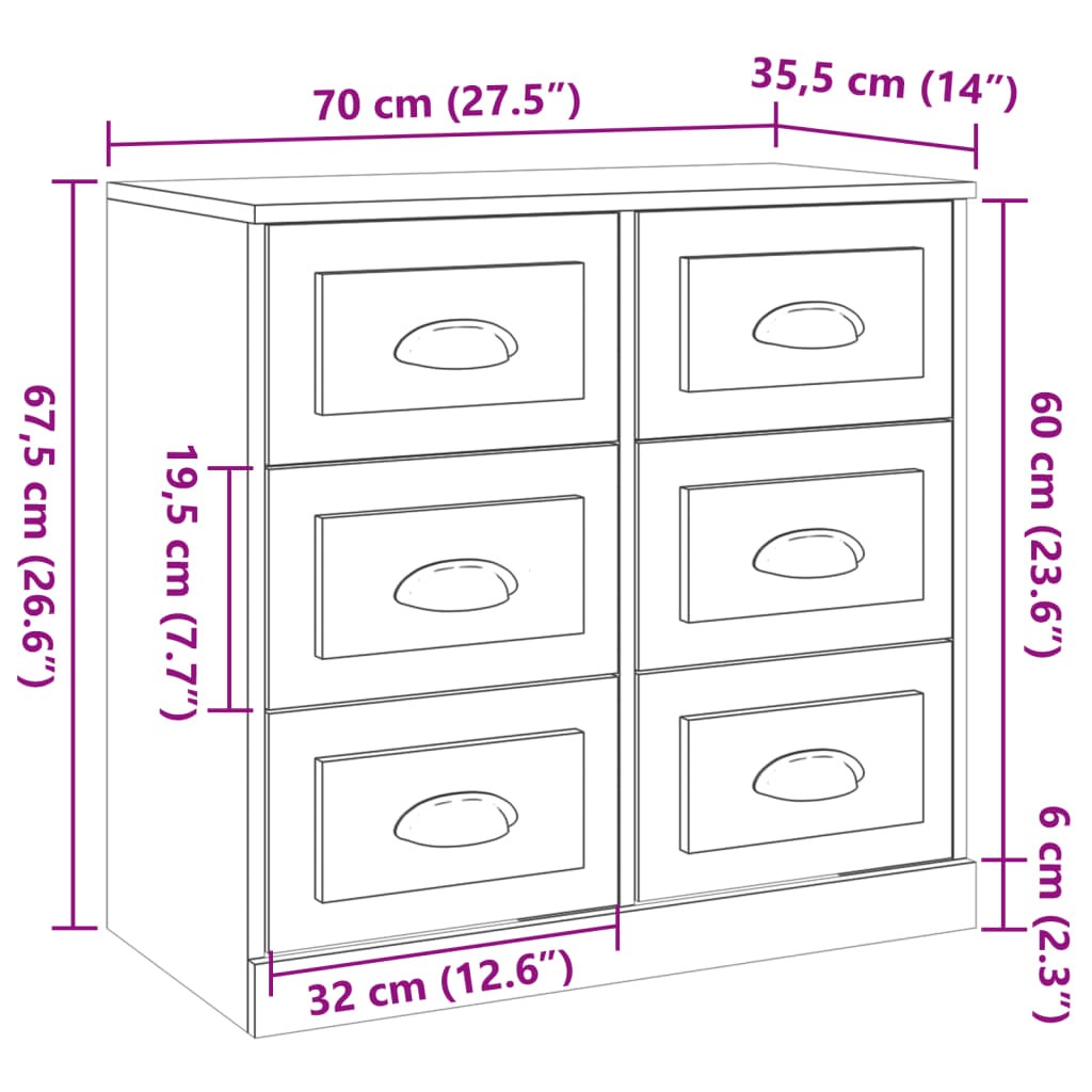 Komoda boja hrasta sonome 70x35,5x67,5 cm konstruirano drvo