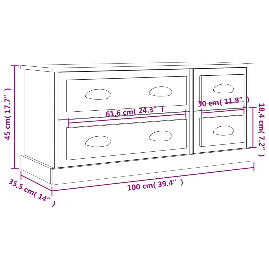 TV ormarić sjajni bijeli 100x35,5x45 cm od konstruiranog drva