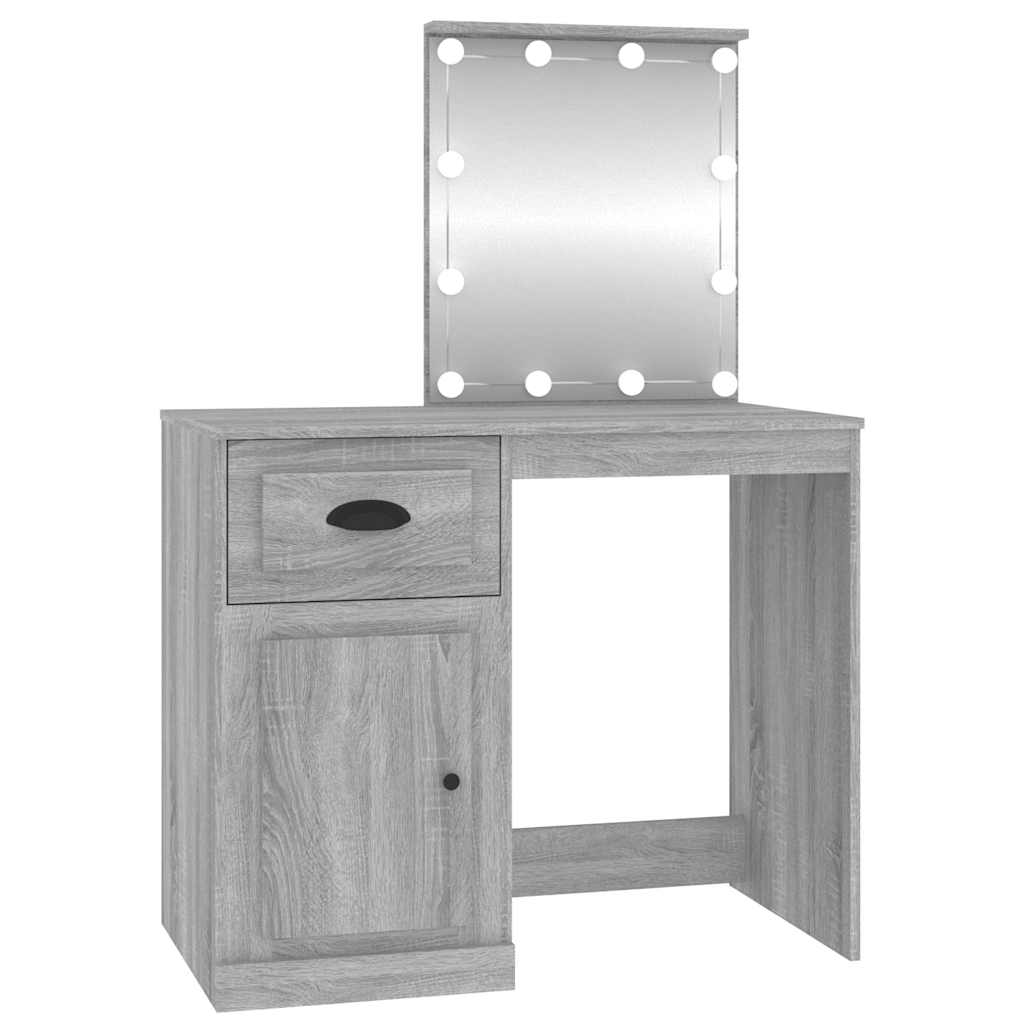 Toaletni stolić LED boja hrasta sonome 90x50x132,5 cm drveni