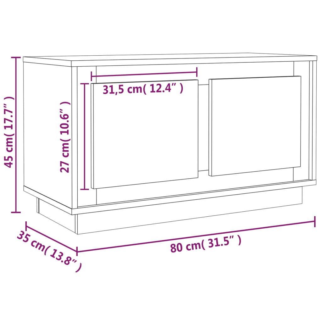 TV ormarić bijeli 80 x 35 x 45 cm od konstruiranog drva