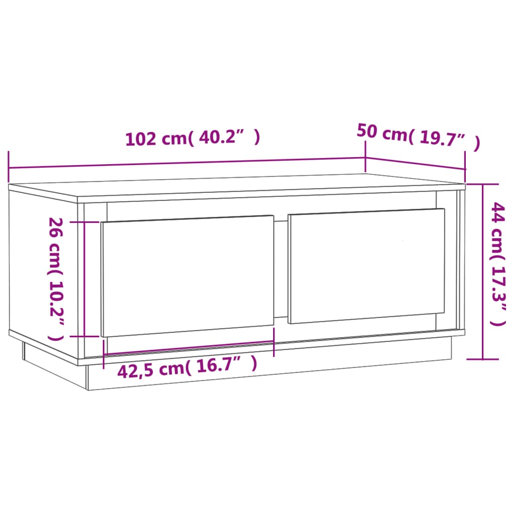 Stolić za kavu boja betona 102x50x44 cm konstruirano drvo