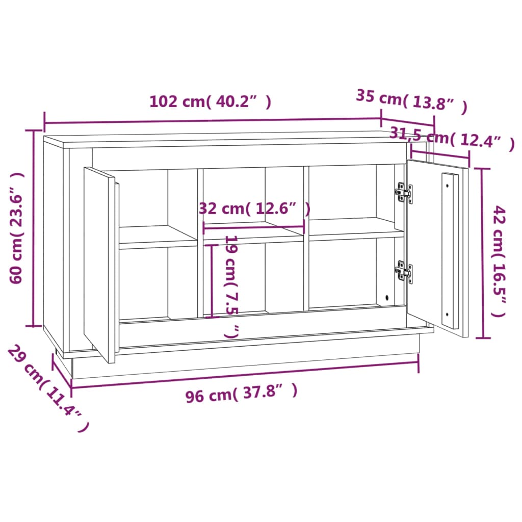 Komoda boja hrasta sonome 102x35x60 cm od konstruiranog drva