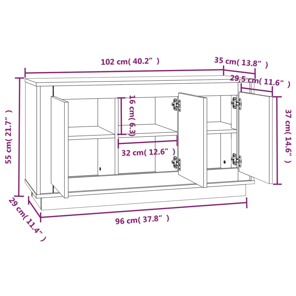 Komoda siva boja betona 102 x 35 x 55 cm od konstruiranog drva