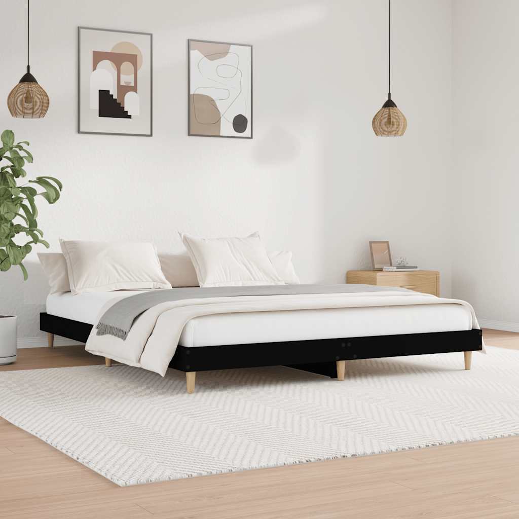 Okvir kreveta crni 120 x 200 cm od konstruiranog drva