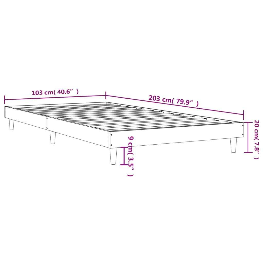 Okvir za krevet crni 100x200 cm konstruirano drvo