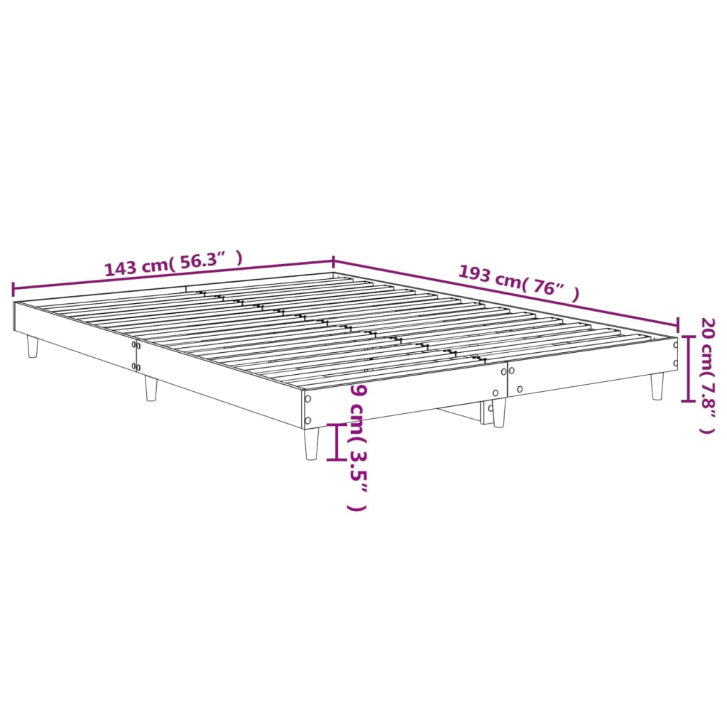 Okvir za krevet crni 140x190 cm konstruirano drvo