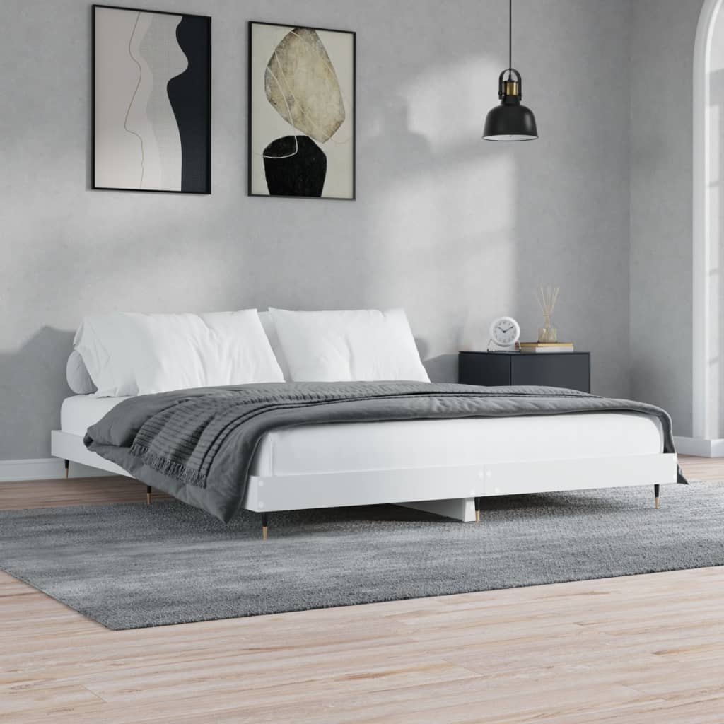 Okvir za krevet bijeli 200 x 200 cm od konstruiranog drva