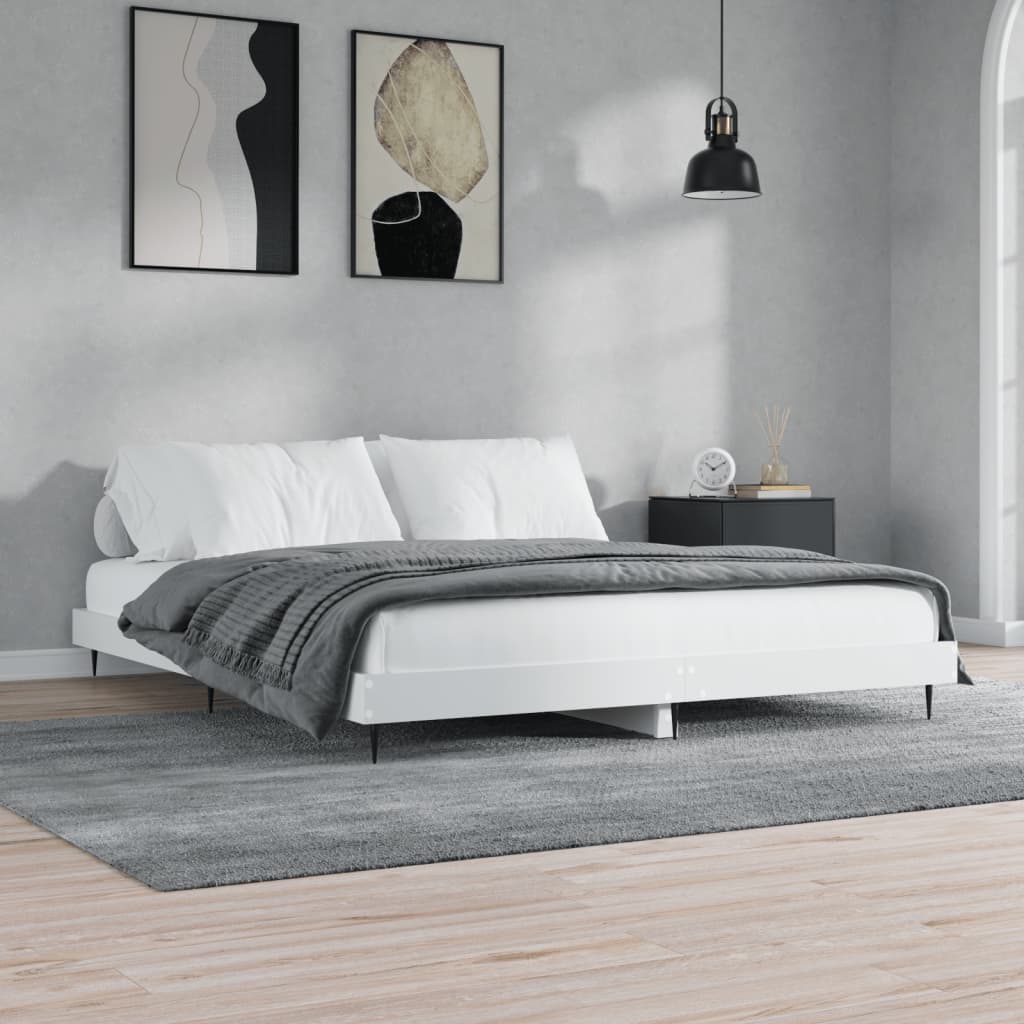 Okvir za krevet bijeli 200 x 200 cm od konstruiranog drva