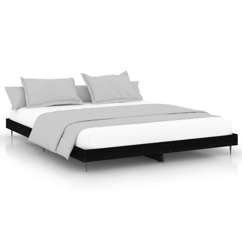 Okvir za krevet crni 200 x 200 cm konstruirano drvo
