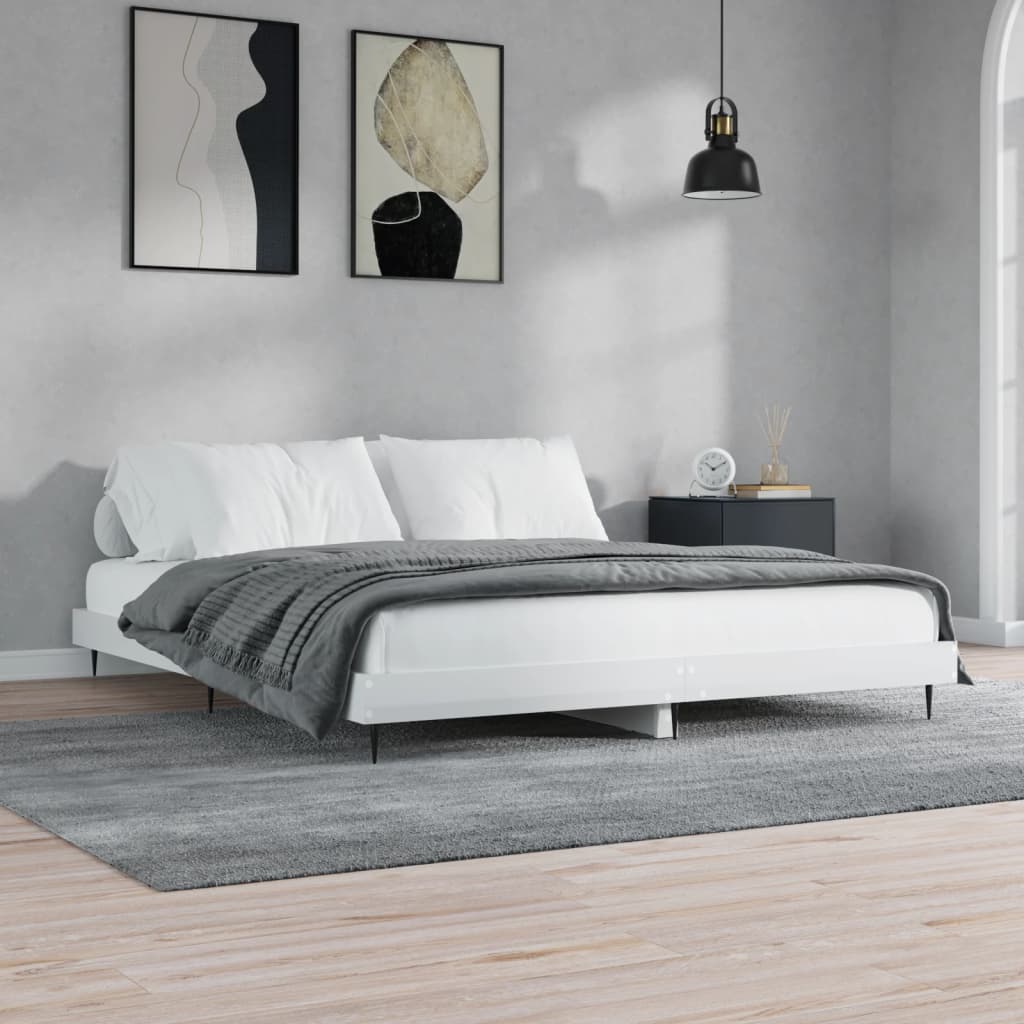 Okvir za krevet visoki sjaj bijeli 160x200 cm konstruirano drvo