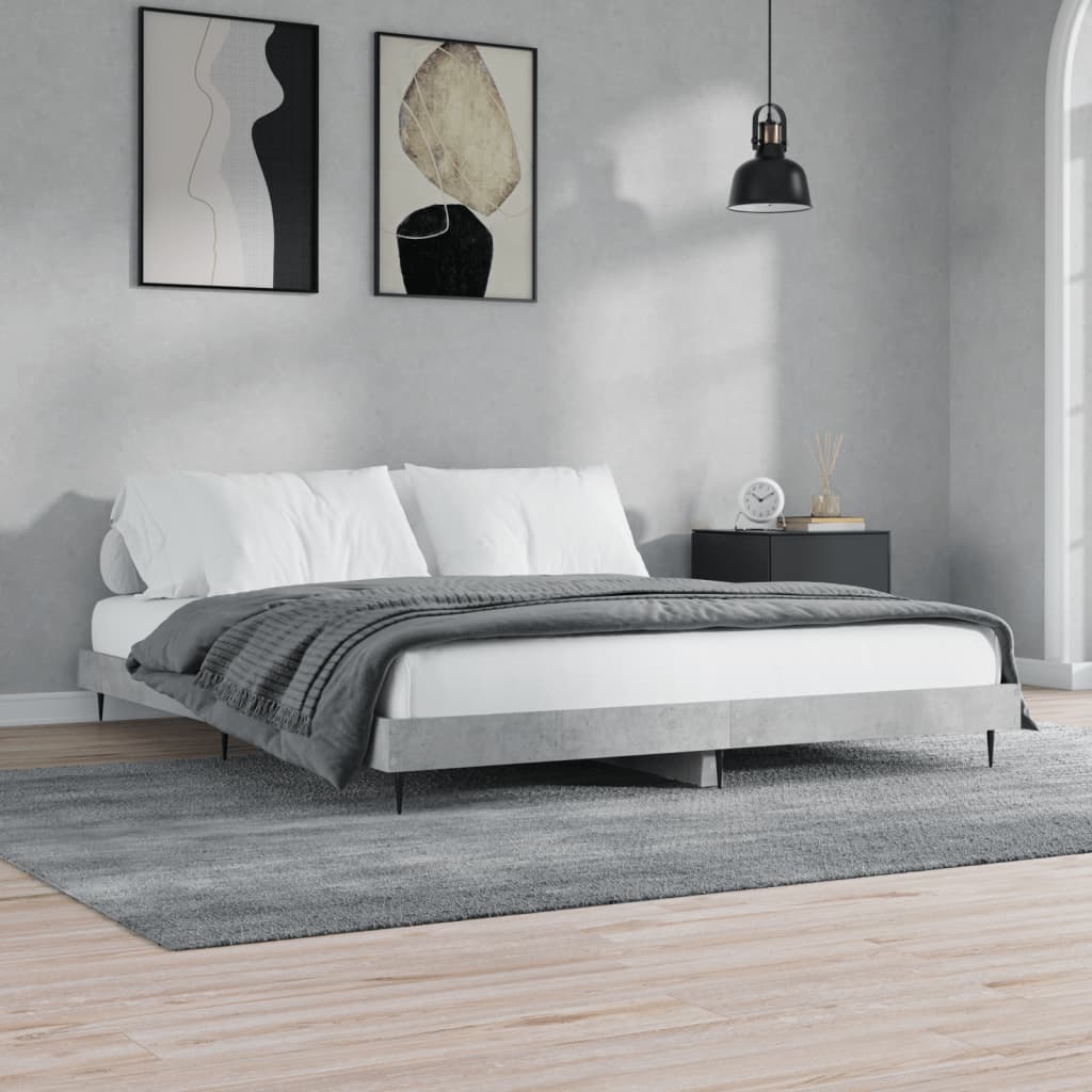 Okvir kreveta siva boja betona 140x200 cm od konstruiranog drva