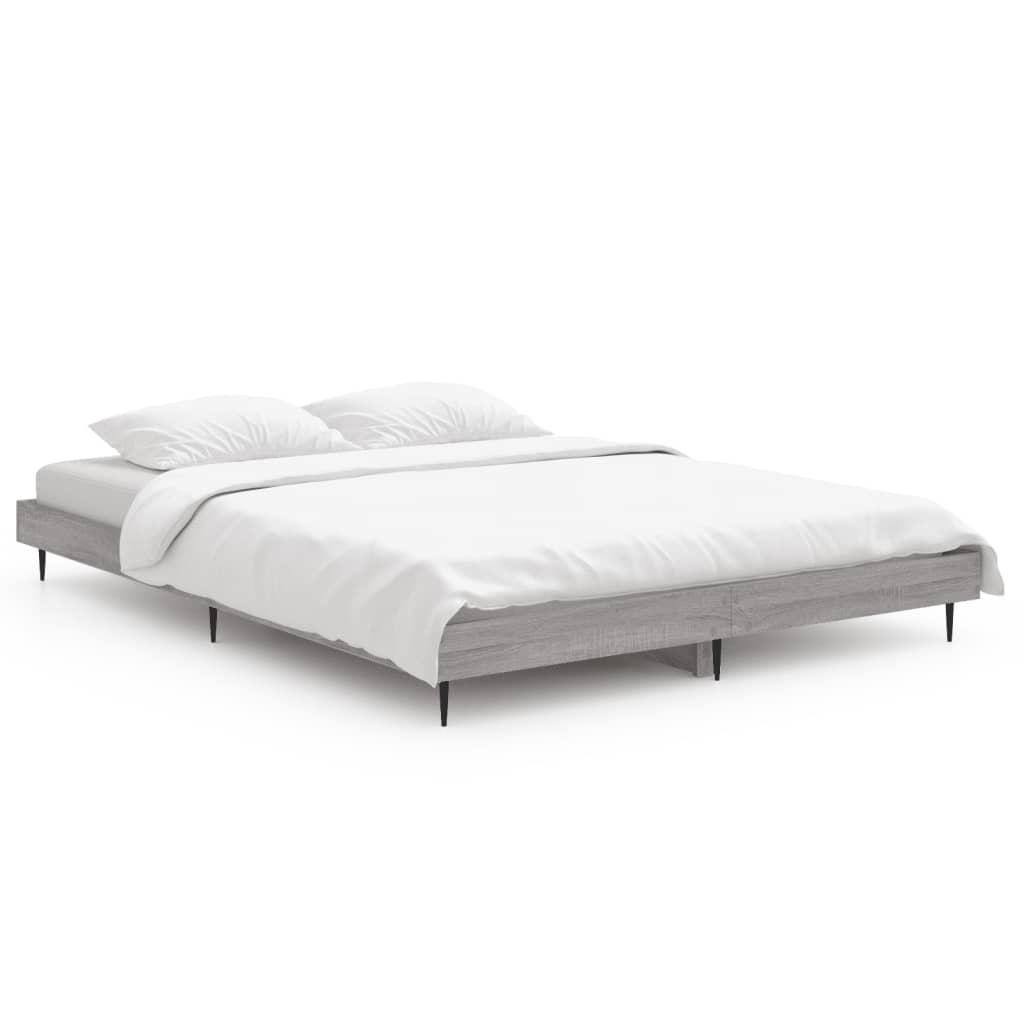 Okvir kreveta siva boja hrasta 135 x 190 cm konstruirano drvo