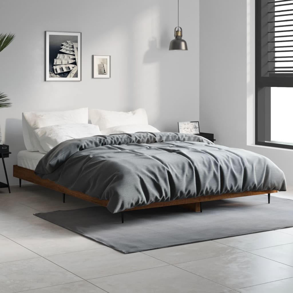 Okvir za krevet smeđi hrast 135x190 cm konstruirano drvo