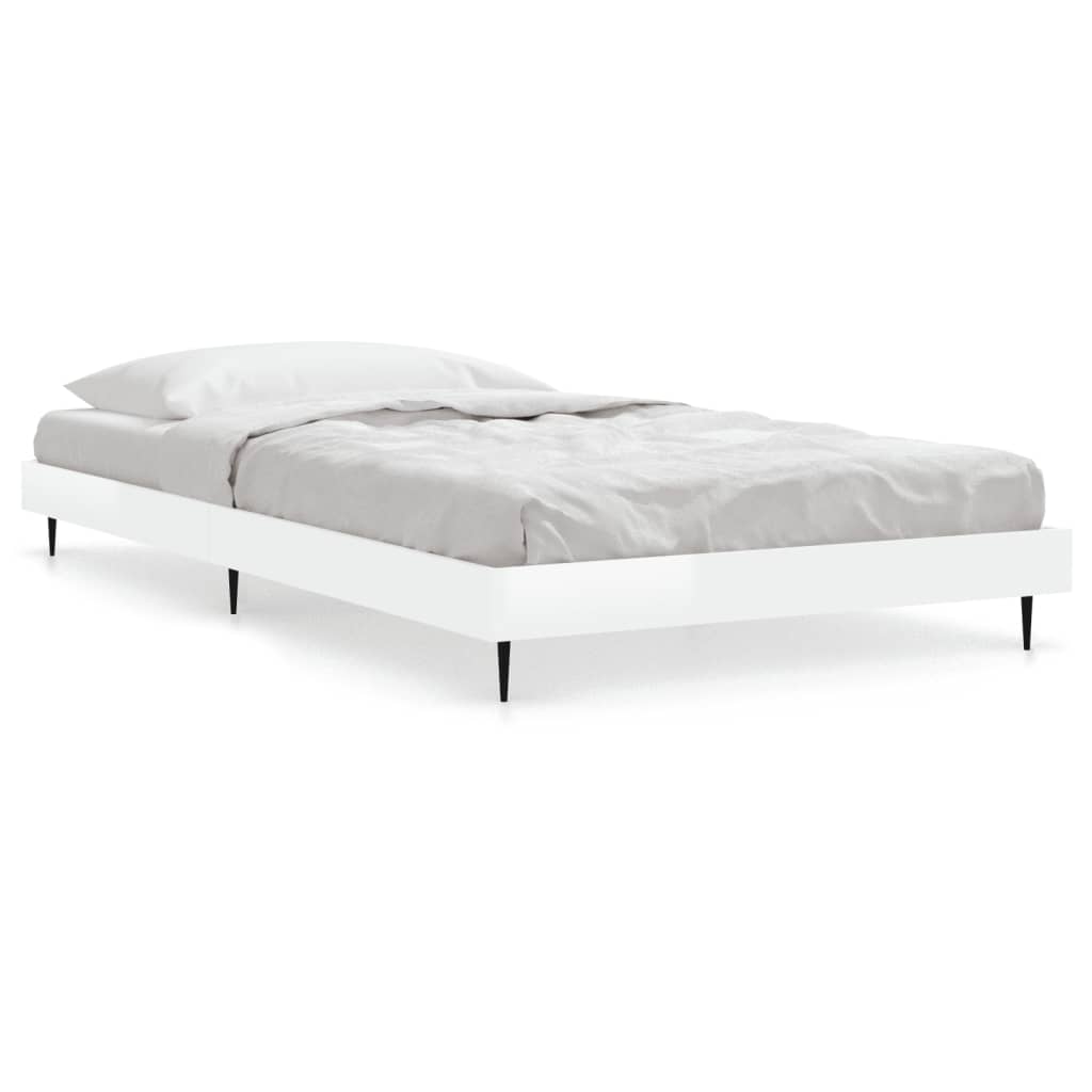 Okvir za krevet visoki sjaj bijeli 90x190 cm konstruirano drvo