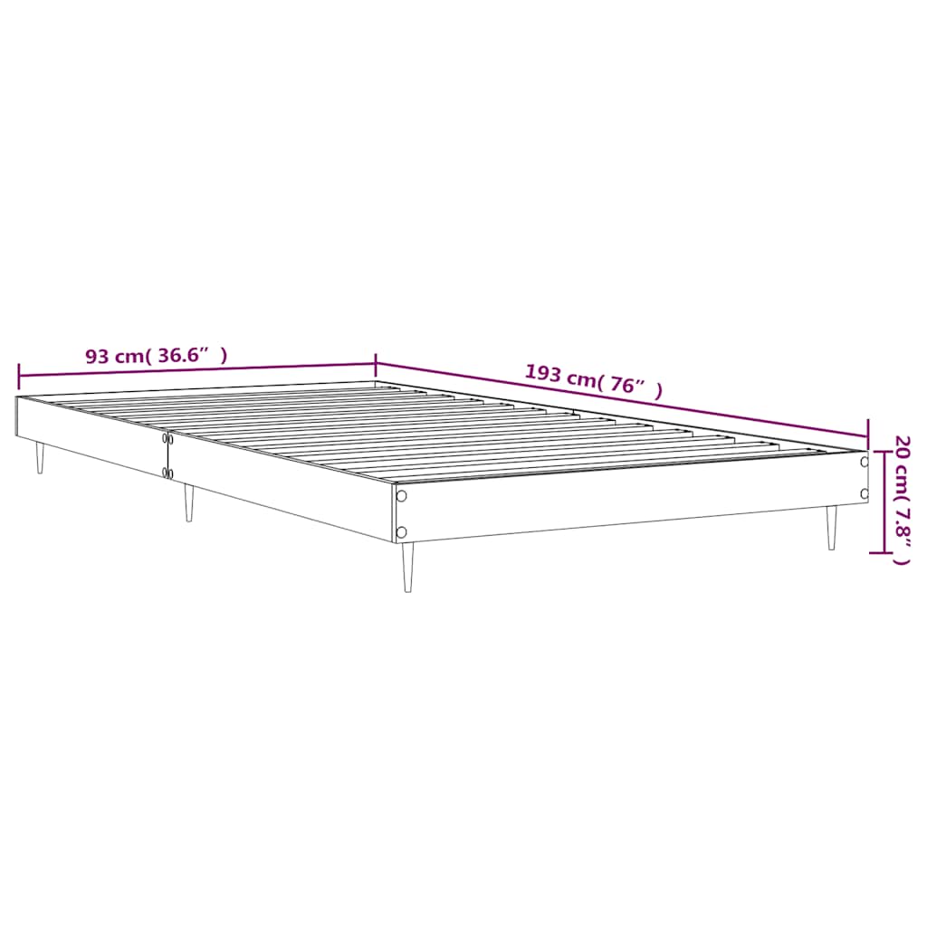 Okvir za krevet visoki sjaj bijeli 90x190 cm konstruirano drvo