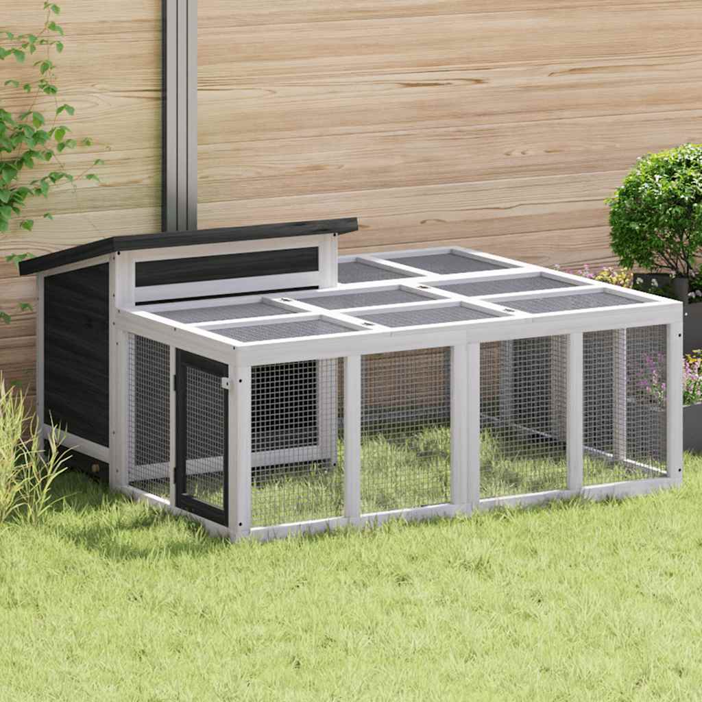 Kavez za zečeve sivi 144 x 123 x 67,5 cm od masivne borovine