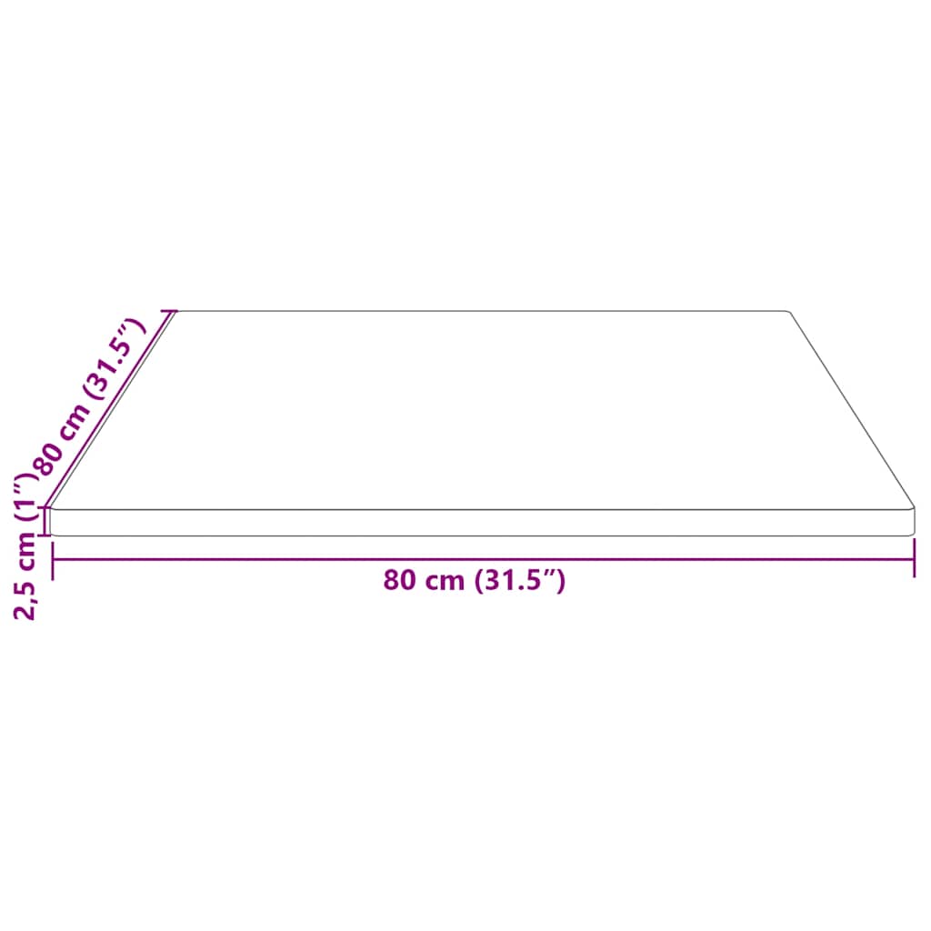 Ploča stola 80x80x2,5 cm Masivno drvo Bor Kvadratna