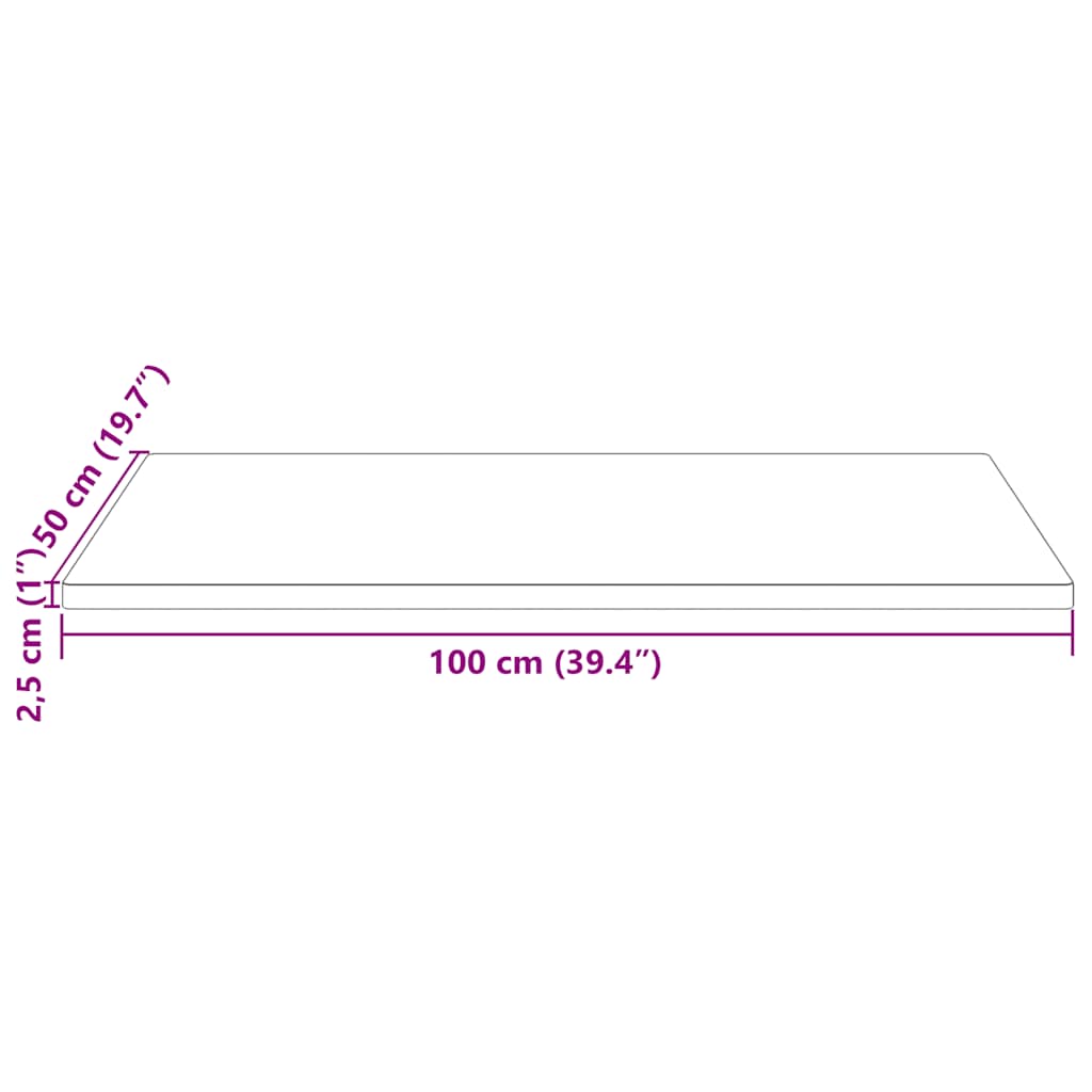 Ploča za stol bijela 100x50x2,5 cm masivna borovina pravokutna