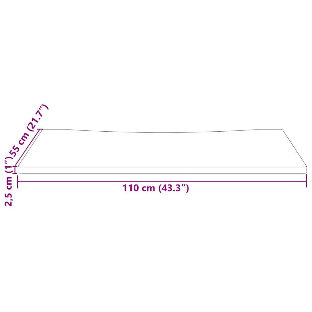 Ploča za radni stol bijela 110x55x2,5 cm od masivne borovine