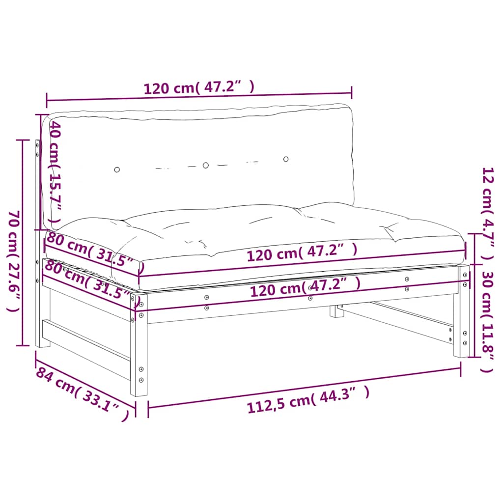 Srednja sofa boja meda 120x80 cm od masivne borovine