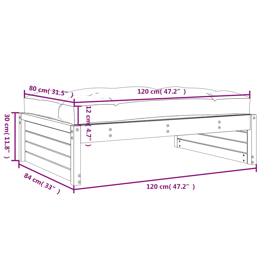 Vrtni tabure 120 x 80 cm od impregnirane borovine