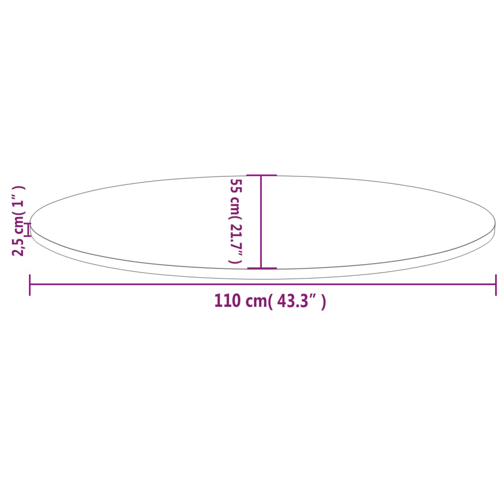 Ploča za stol bijela 110x55x2,5 cm od masivne borovine ovalna