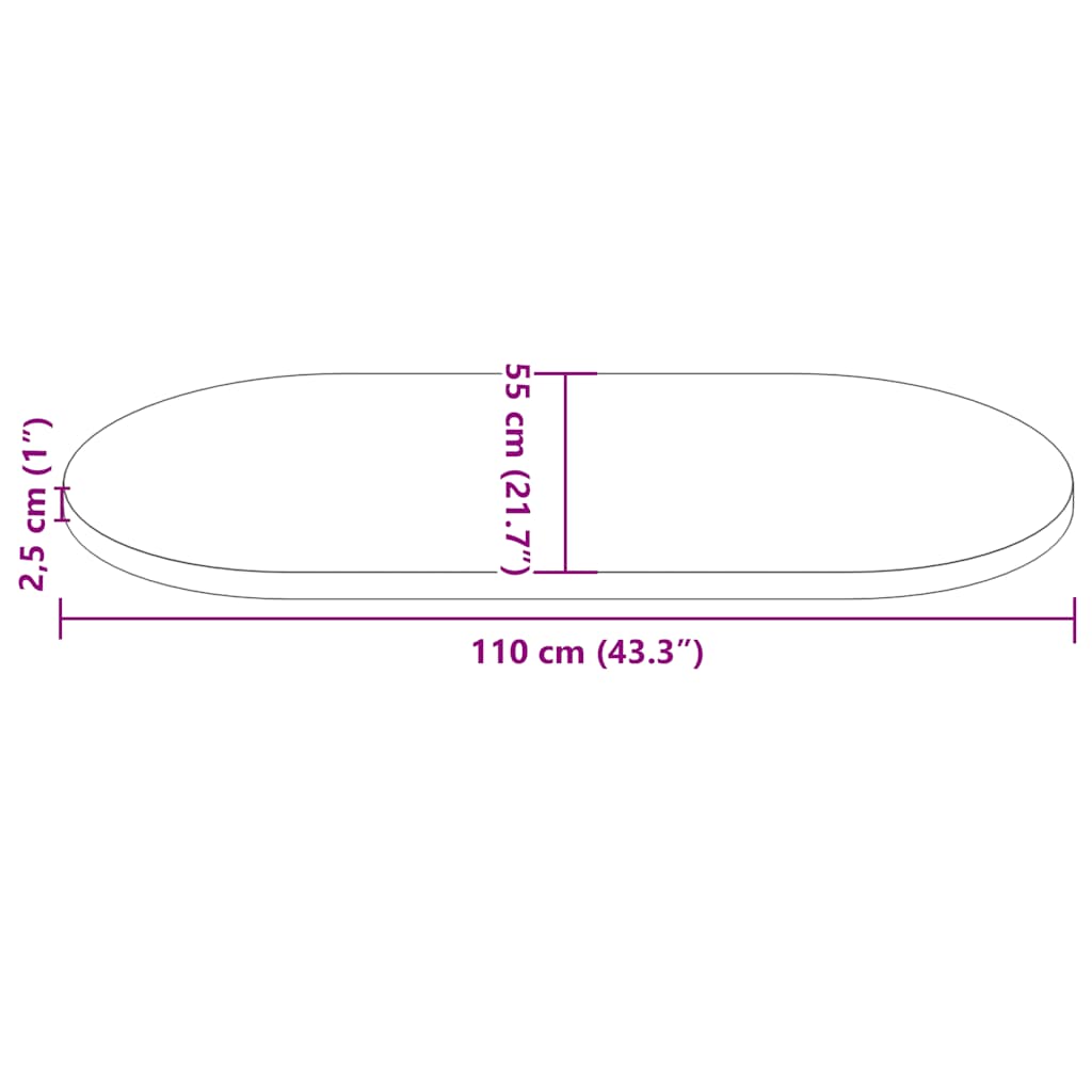 Ploča stola 110x55x2,5 cm Masivno drvo Bor Ovalni