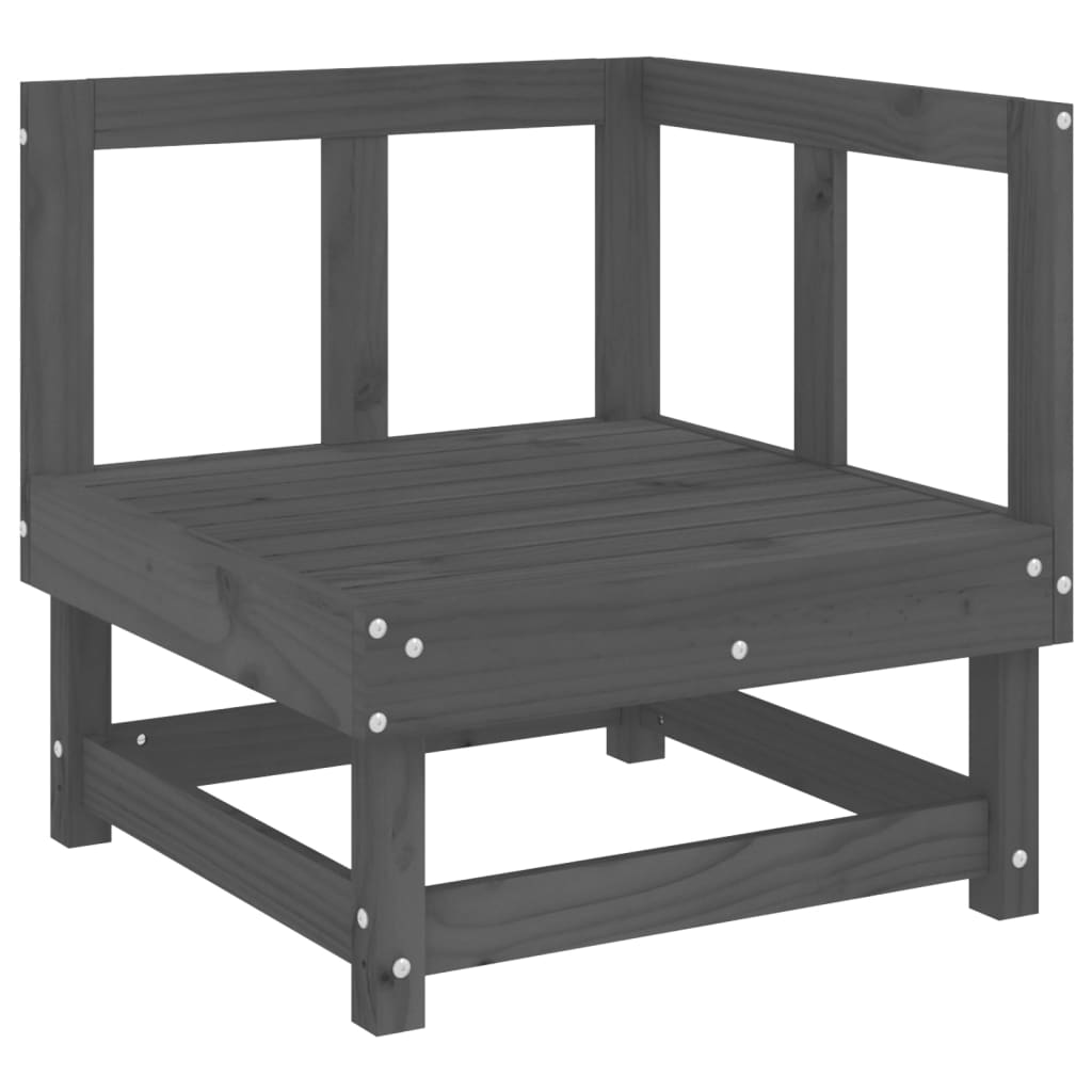 Kutna vrtna sofa siva od masivne borovine