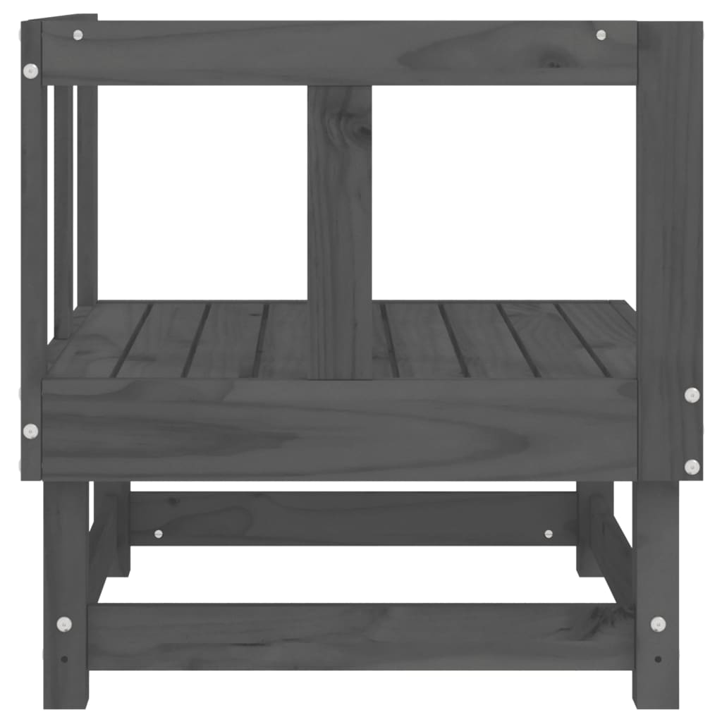 Kutna vrtna sofa siva od masivne borovine