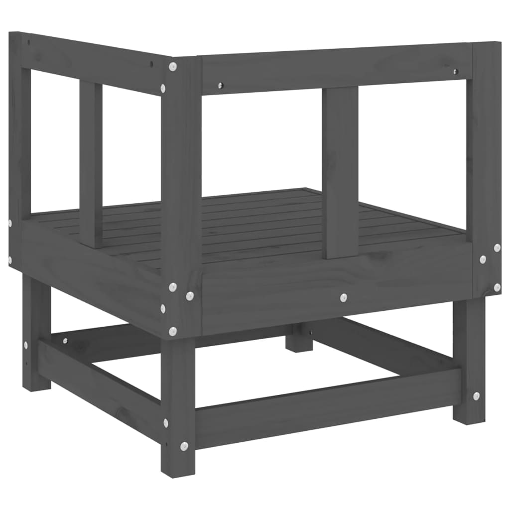 Kutna vrtna sofa siva od masivne borovine