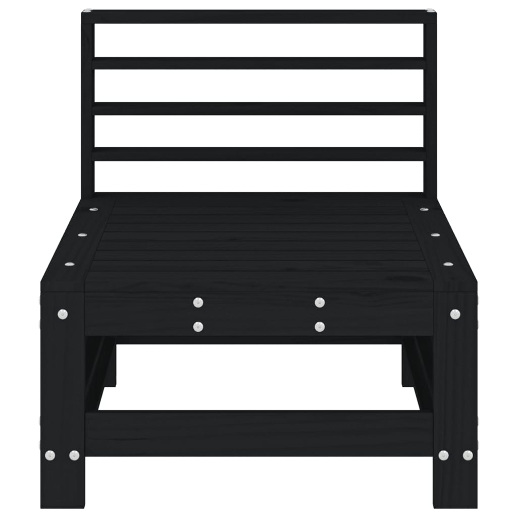 Srednja vrtna sofa crna od masivne borovine