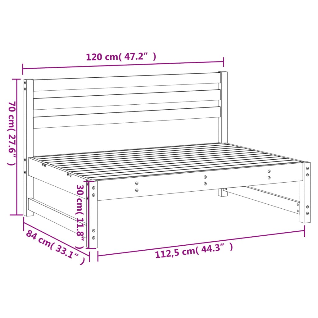 Srednja vrtna sofa 120 x 80 cm od masivnog drva duglazije