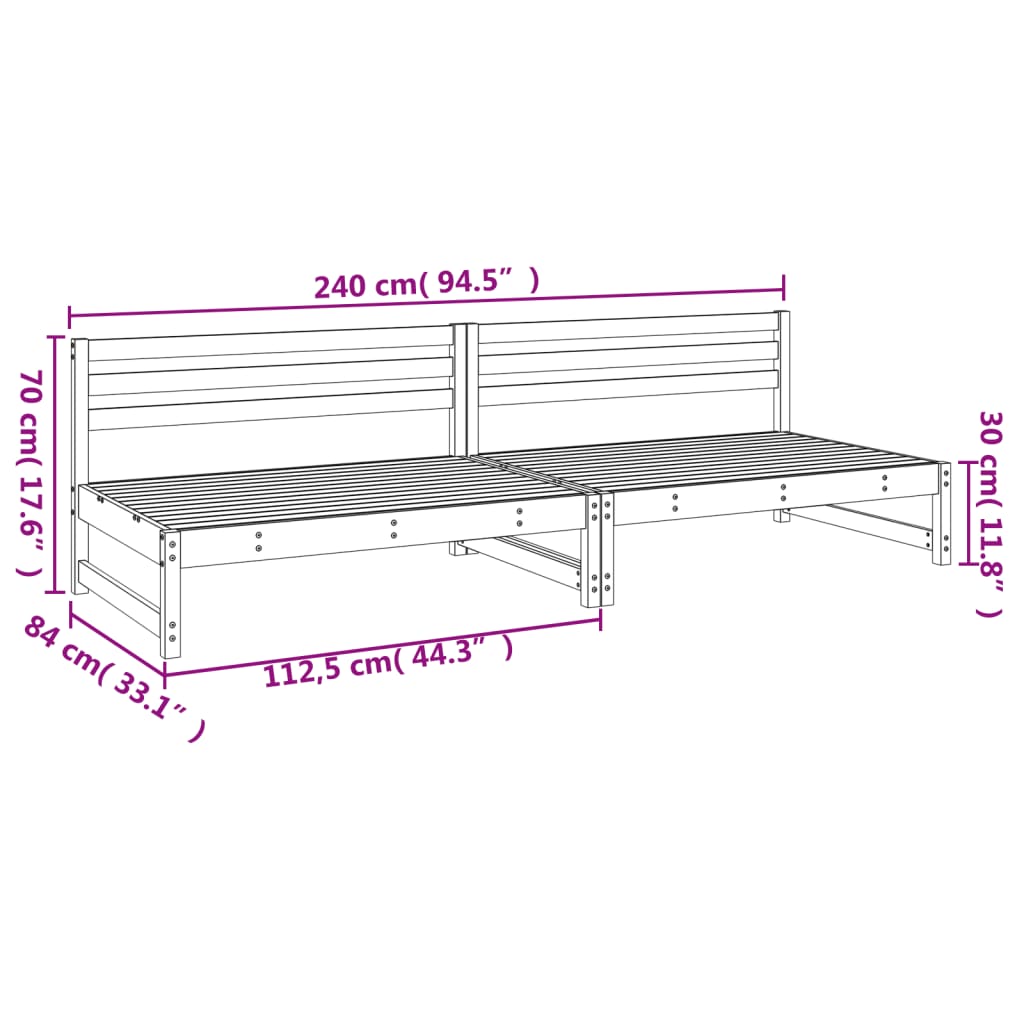 Srednja vrtne sofe 2 kom 120 x 80 cm od impregnirane borovine
