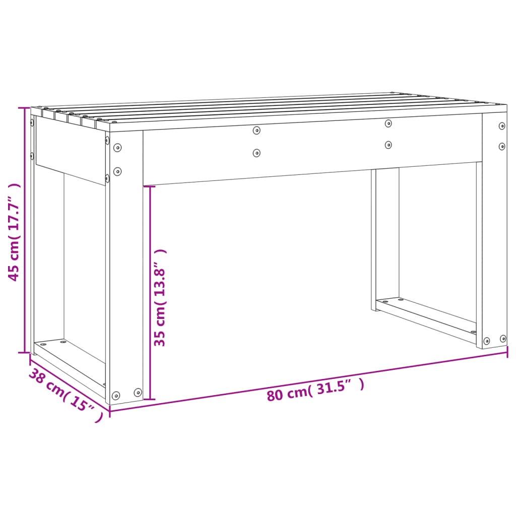 Vrtna klupa 80 x 38 x 45 cm od masivne borovine