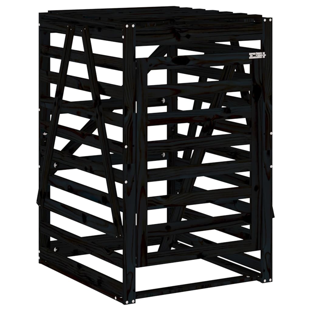 Spremište za kantu za smeće crno 84x90x128,5 cm od borovine
