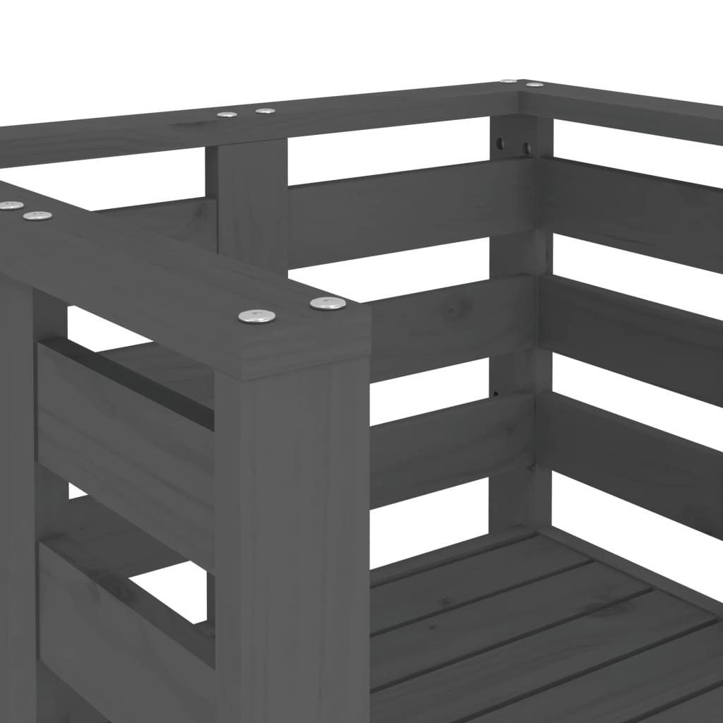 Vrtne stolice 2 kom sive 61,5 x 53 x 71 cm od masivne borovine