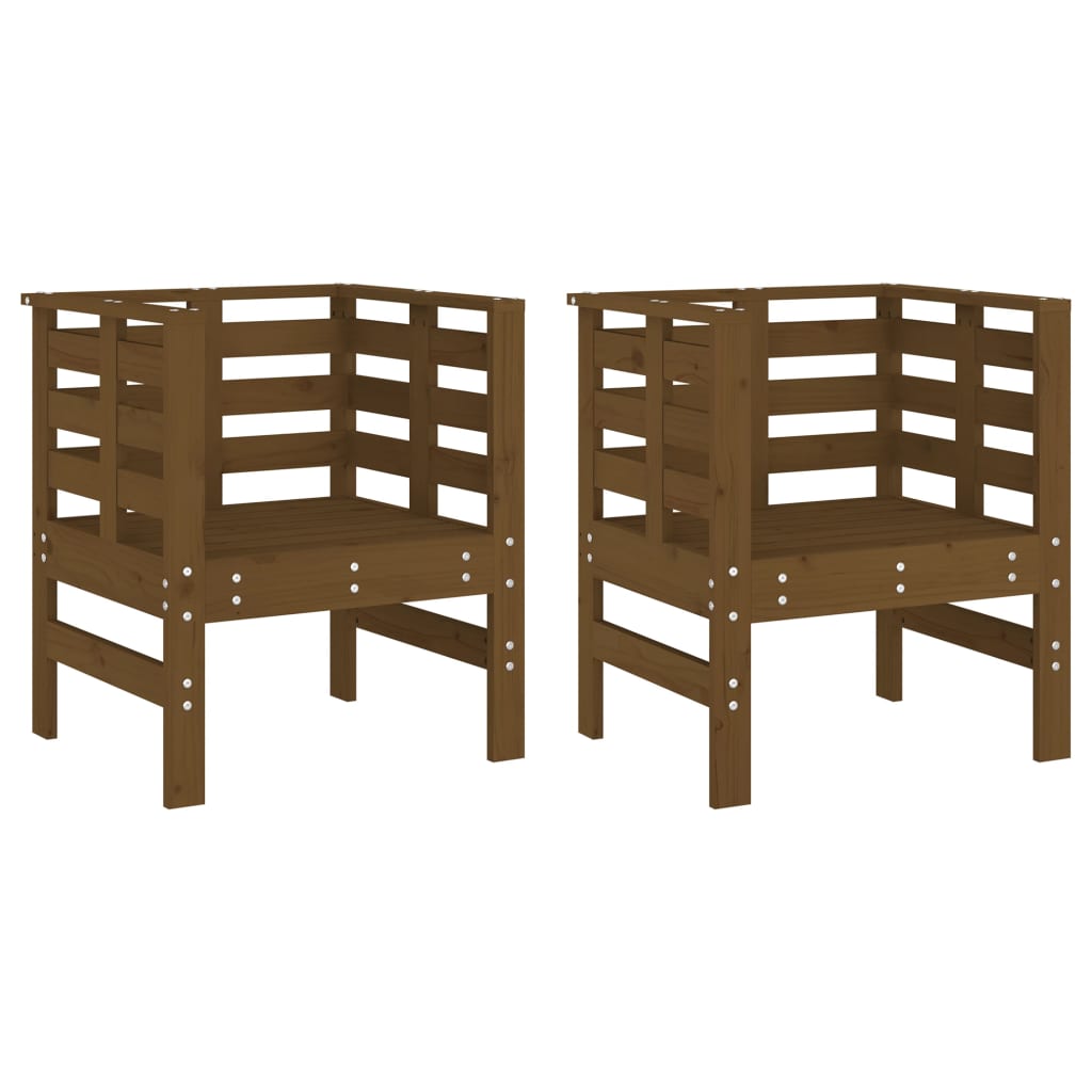 Vrtne stolice 2 kom boja meda 61,5x53x71 cm od masivne borovine