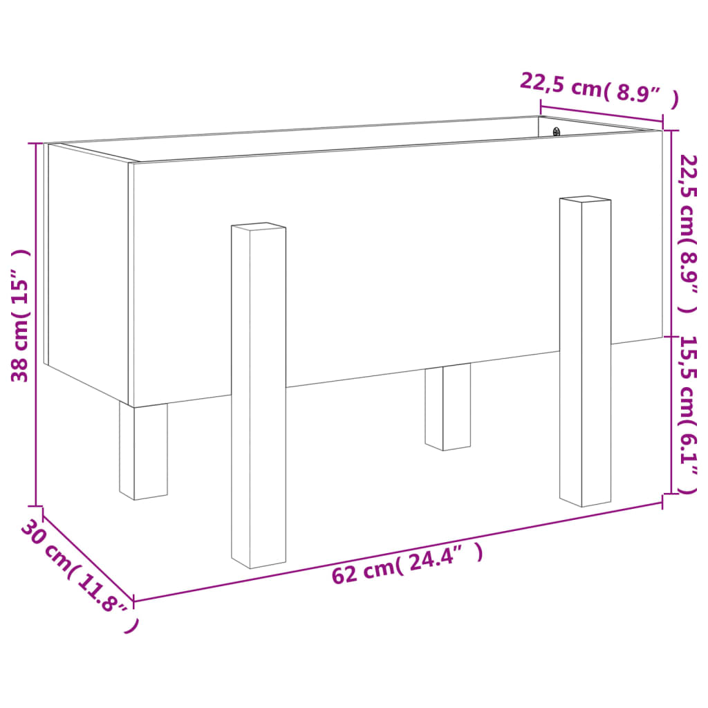 Vrtna sadilica 62 x 30 x 38 cm od masivne borovine