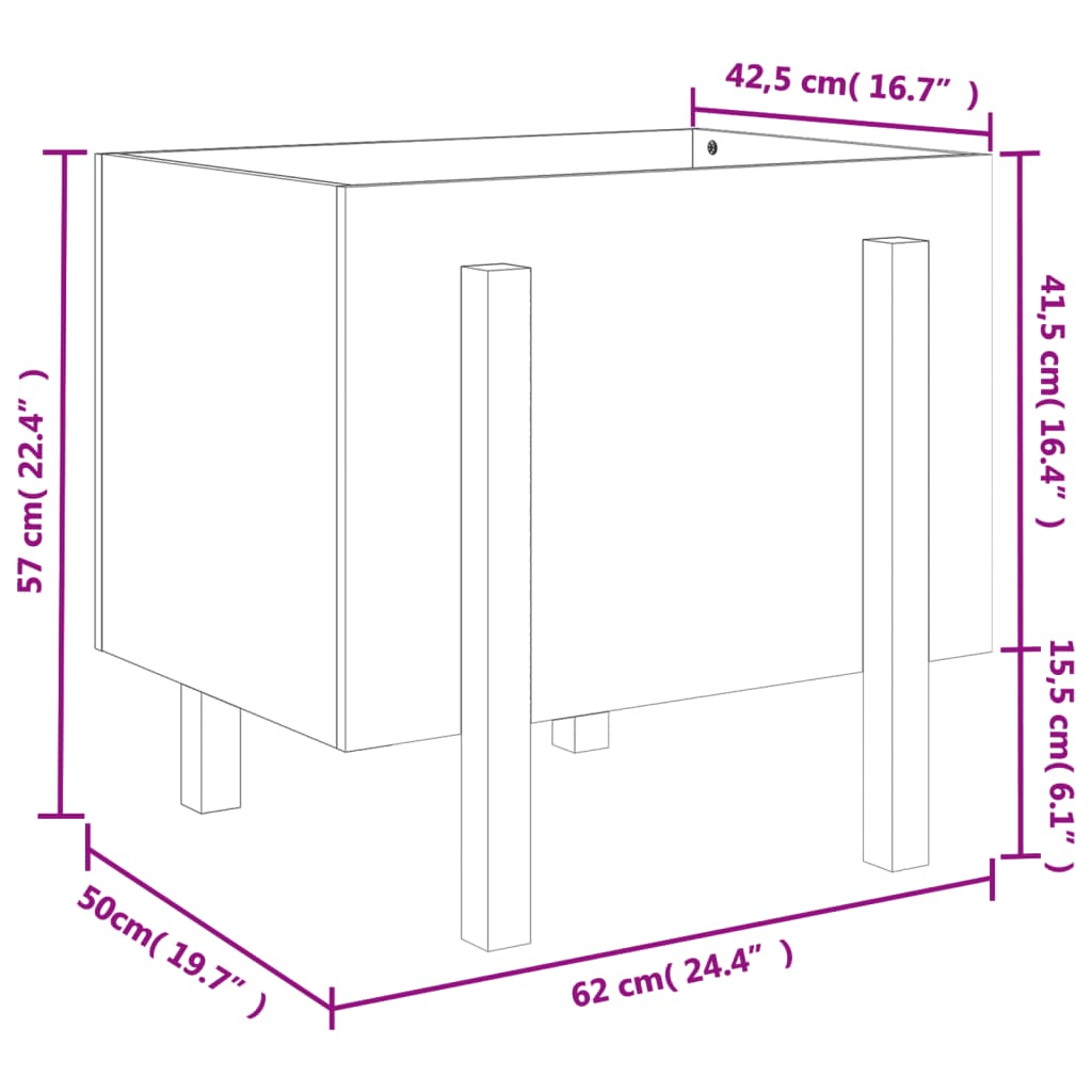 Vrtna sadilica siva 62 x 50 x 57 cm od masivne borovine