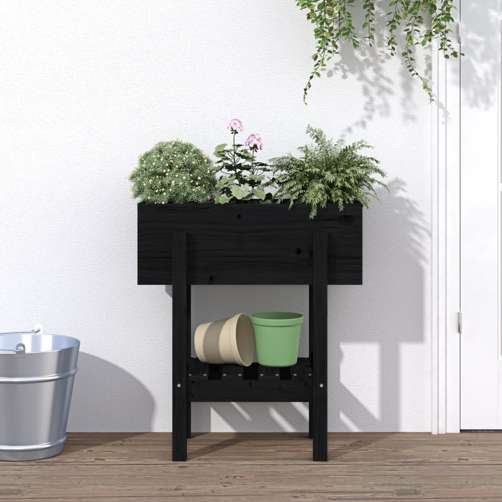 Vrtna sadilica crna 62 x 30 x 69 cm od masivne borovine