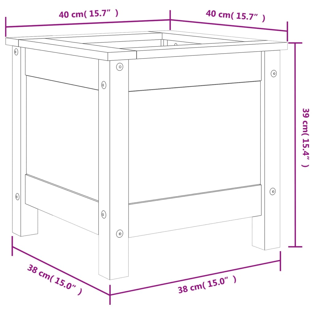 Vrtna sadilica crna 40 x 40 x 39 cm od masivne borovine