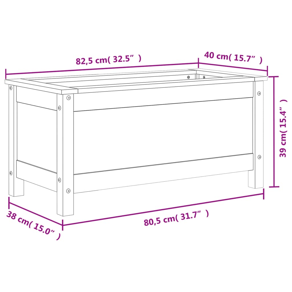 Vrtna sadilica 82,5 x 40 x 39 cm od masivne duglazije