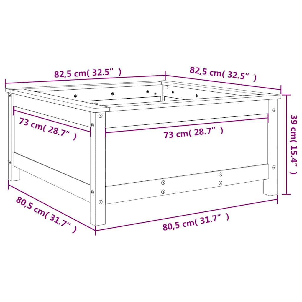 Vrtna sadilica boja meda 82,5 x 82,5 x 39 cm masivna borovina